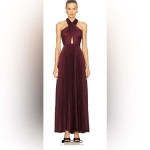 Elegant Burgundy Halter Maxi Dress